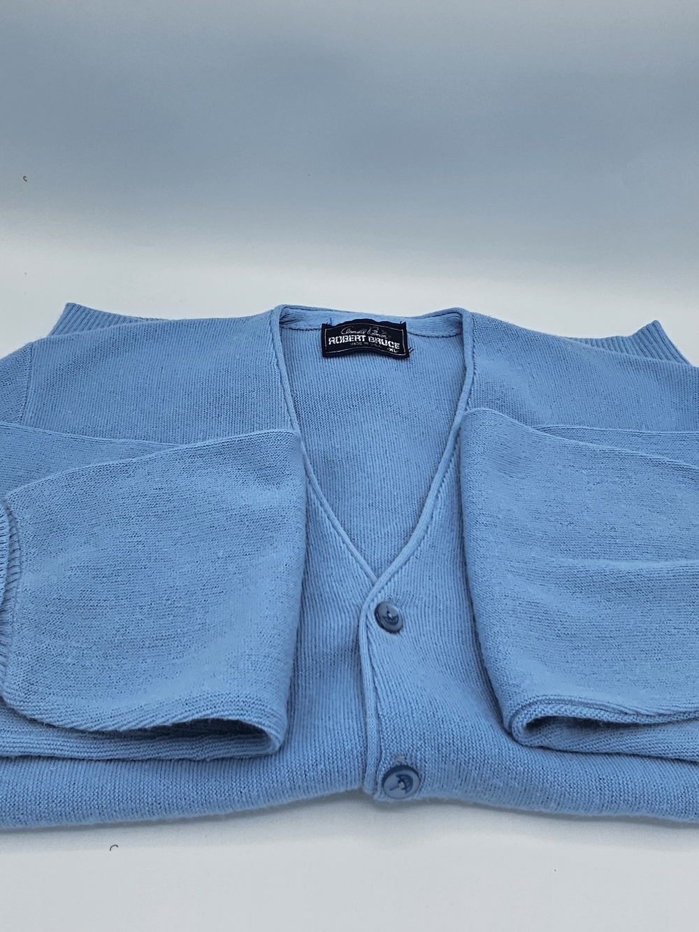 Light Blue V-Neck Men's Cardigan